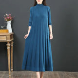 Patcute NEW Autumn Winter Large Size Covering Belly Dress Middle Aged Elderly Mother Retro Long Knitted Sweater Dresses Vestidos 6XL