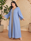 Patcute  Abaya for Elegant Plus Size Women Muslim Embroidery Long Maxi Dress Turkey Dubai Eid Ramadan Party Kaftan Islamic Jalabiya Robe