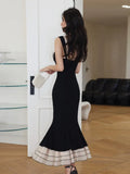 Patcute Spring and Summer New Women's Knitted Sling Hip Dress