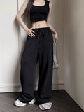 Patcute   Wide Leg Sweatpants Women Casual Classic Black Gray Joggers Oversized Sports Trousers Baggy Female Streetwear All-match