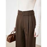 Patcute  Elegant Classic Suit Pants Women Brown Old Money Vintage Formal Office Ladies Loose Korean Fashion Trousers Winter