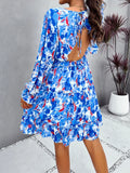 Patcute  High Quality Women Clothing 2024 Spring Summer Temperament Printed V-neck Ruffled Long Sleeved Dress Vestidos Fashion Sexi Hot