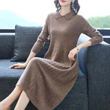 Patcute Fashion Lapel Spliced Solid Color Folds Casual Dresses Women's Clothing Autumn New Oversized Long Sleeve Loose Midi Dress