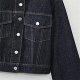 Patcute  Autumn/Winter New Product Women's New Fashion and Casual Versatile Rolled Edge Sleeves Denim Jacket Coat