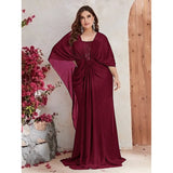 Patcute  Plus Size Chiffon Elegant Shawl Shiny Long Ball Evening Gown 5XL 6XL Big Size Shawl Chiffon Apricot Sequin Evening Gown Women