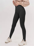 Patcute Black Ribbed Knit Leggings Women High Waist Cotton Fitness Basic Pants Casual Spring New All-Match Female Skinny Leggings