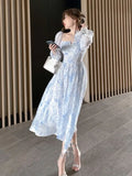 Patcute Women Summer Casual Elegant Midi Dress Ladies Vintage Long Sleeve Party Vestidos Female Holiday Clothes