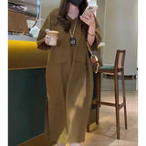 Patcute  Fashion V-Neck Solid Color Spliced Pockets Loose Korean Long Dress Women's Clothing Summer New Oversized Casual Dresses