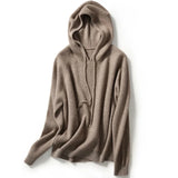 Patcute  autumn winter hooded cashmere sweater female pullover loose 100% pure wool hoodie languid lazy wind knitting base hoodie