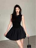 Patcute French Black Tank Top Sleeveless Dress Children's Summer 2024 New Style Elegant And Luxury Fluffy Short Skirt