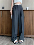 Patcute  High Waist Black Suit Wide Leg Women's Full Pants Spring Summer Female Elegant Minimalism Straight Loose Trousers