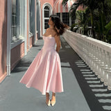 Patcute Pink Summer Dress 2024 New Arrivals Spaghetti Strap Elegant Midi Dress Fit and Flare Dress Sexy Women's Clothing