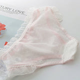 Patcute Women Cute Lovely Sweety Lolita Princess Style Sexy Lace Transparent Underwear Small Floral Mesh Breathable Panties Breifs