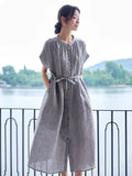 Patcute  Women's Short Sleeve Long Dresses Cute Robe Loose Cotton Dresses Elegant and Pretty Girdle Dress 2024 New Holiday Vestidos