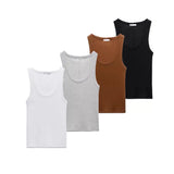 Patcute Spring/Summer New Product Women's Slim Fit Solid Color Suspended Ribbed Tank Top Spicy Girl Style T-shirt