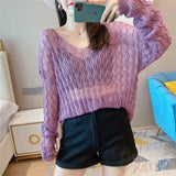 Patcute  Cheap wholesale  spring summer autumn new fashion casual nice pull over sweater women female OL purple sweater woman BAPK