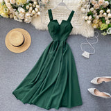 Patcute Summer Robe  Dress Women V Neck Long Party Dresses Sexy Tank Backless Spaghetti Strap Maxi Female Holiday Vestidos