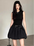 Patcute French Black Tank Top Sleeveless Dress Children's Summer 2024 New Style Elegant And Luxury Fluffy Short Skirt