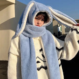 Patcute  Hat Scarf Gloves all-in-one three-piece Winter Sweet Cute Rabbit Ears Plush Scarf Hat Outdoor Warm Cap Free Shipping