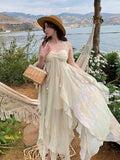 Patcute France Fashion Irregular Beach Strap Dress Female Elegant Chiffon Fairy Party Vestidos Korea Summer Casual Clothing