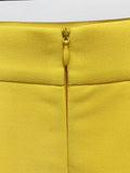 Patcute   Fashion Runway Yellow Bead Diamond 2pcs Set Women Coat Tops Back Zipper And Mini Short Skirts Suits