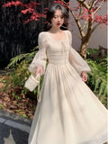 Patcute New Spring Summer Women Elegant Casual Midi Party Dresses Vintage A-Line Solid Chic Prom Wedding Vestidos Female Clothes Robe