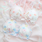 Patcute Underwear Set Women Kawaii Japanese Bra & Panties Set Wirefree Soft Underwear Sleep Intimates Set Cute Lolita Bra and Panty Set