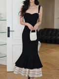 Patcute Spring and Summer New Women's Knitted Sling Hip Dress