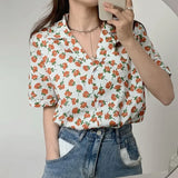 Patcute  Fashion Short Sleeve Tops Ladies Printing Interior Lapping Summer Office Lady Shirts Temperament Blouses Vintage Women Clothing