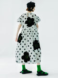 IMAKOKONI original design round neck pullover flower print polka dot short-sleeved dress summer women's wear