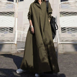 Patcute  Spring And Summer Oversize Long Shirt Dress Retro Long Sleeve Casual Cotton Dress Maxi Dress Petite Length