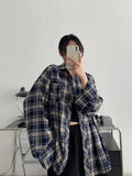 Patcute   American Retro Loose Plaid Shirt Women Clothes Long Sleeve Korean Fashion Spring Casual Shirts Streetwear Tops Blouse