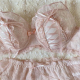 Patcute Sweet and lovely girl, soft girl, palace lace bra&underwear bra set