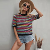 Patcute   New Spring Summer Knitted Blouses For Women Hollow Out Sexy Streetwear O Neck Womens Tops And Blouses Half Sleeve Tunic