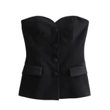 Patcute  TRAF-Strapless Bustier Tops for Women, Backless Tank Tops, Sexy Female Camis, Fashion