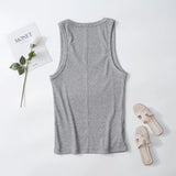 Patcute Spring/Summer New Product Women's Slim Fit Solid Color Suspended Ribbed Tank Top Spicy Girl Style T-shirt