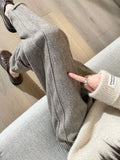 Patcute  High-waisted Tweed Straight Pants 2024 Autumn/Winter New Women' S Pants Loose Casual Herringbone Warm Thickened Cropped Pants