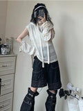 Patcute   Harajuku Hollow Out Sweater Women Grunge Oversized Knitted Jumper Fairycore Detachable Long Sleeve Tops Y2K Aesthetic