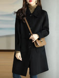 Patcute  Korean Fashion Wool Coat Fall and Winter New Retro Women's Slim Temperament Single-breasted Medium-length Tweed Wool Coat