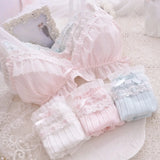 Patcute Kawaii Underwear Comfortable Bra Bikini Set Lolita Girl Cute Bow Bra & Panties Lingerie Set Bras Briefs Women Bra and Panty Set