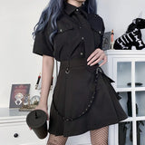 Patcute  Black Skirt Harajuku Punk Gothic Black High Waist Black Women Sexy Patchwork Bandage Mini Skirt Female Streetwear