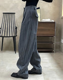 Patcute  Autumn and Winter Women's Casual Stripe High Waist Loose Wide Leg Pants