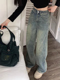 Patcute   Y2k Baggy Wide Leg Jeans Women Vintage Streetwear Washed Denim Pants Grunge Basic Slouchy Blue Trousers Femme Spring