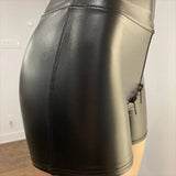 Patcute  Faux PU Leather Biker Shorts Women High Waist Sexy Exotic Crotch Zipper Ladies Bodycon Hot Pants Clubwear Summer New Custom