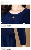 Patcute Pleated Dress 2024 Spring/Summer New O-neck Long sleeved Slimming Elastic Waist Small Fragrance Splicing Magic Dress