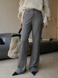 Patcute  Autumn and Winter Women's Casual Solid Color High Waist Slim Fit Flare Pants