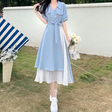 Patcute V-Neck Long Dress Korean Fashion Robe Playa Summer Dresses Women 2024 Casual Urban Trendyol Female Clothing Elegant Gowns Basic