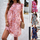 Patcute  High Quality Dress 2024 Spring Summer Elegant Style Printed Flying Sleeves Dress Fragmented Flower Fashion Vestidos Elegant Y2k