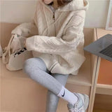 Patcute  Korean Knit Cardigan Hooded Women Fashion Winter Casual Loose Zipper Thick Sweater All Match Female Streetwear Coats New