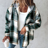 Patcute  2024 New Autumn Winter New Fashion Women's Clothing Solid Color Plaid Hooded Jacket Casual